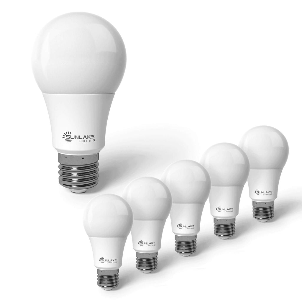 SunLake 6 Pack Dusk to Dawn Light Bulbs Outdoor, Automatic A19 LED Sensor Light Bulb, 5000k Daylight, 9 WATT (60 WATT Equivalent), 800 Lumens, E26 Base