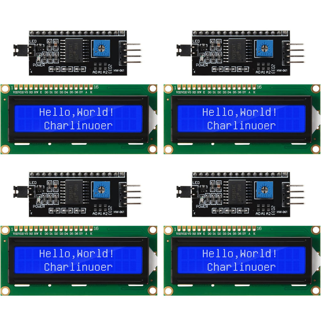 Weewooday 8 Pieces IIC/ I2C/ TWI LCD Serial Interface Adapter and LCD Module Display Backlight Compatible with Arduino R3 MEGA2560 (Blue,LCD 1602 16 x 2) LCD 1602 16 x 2 Blue