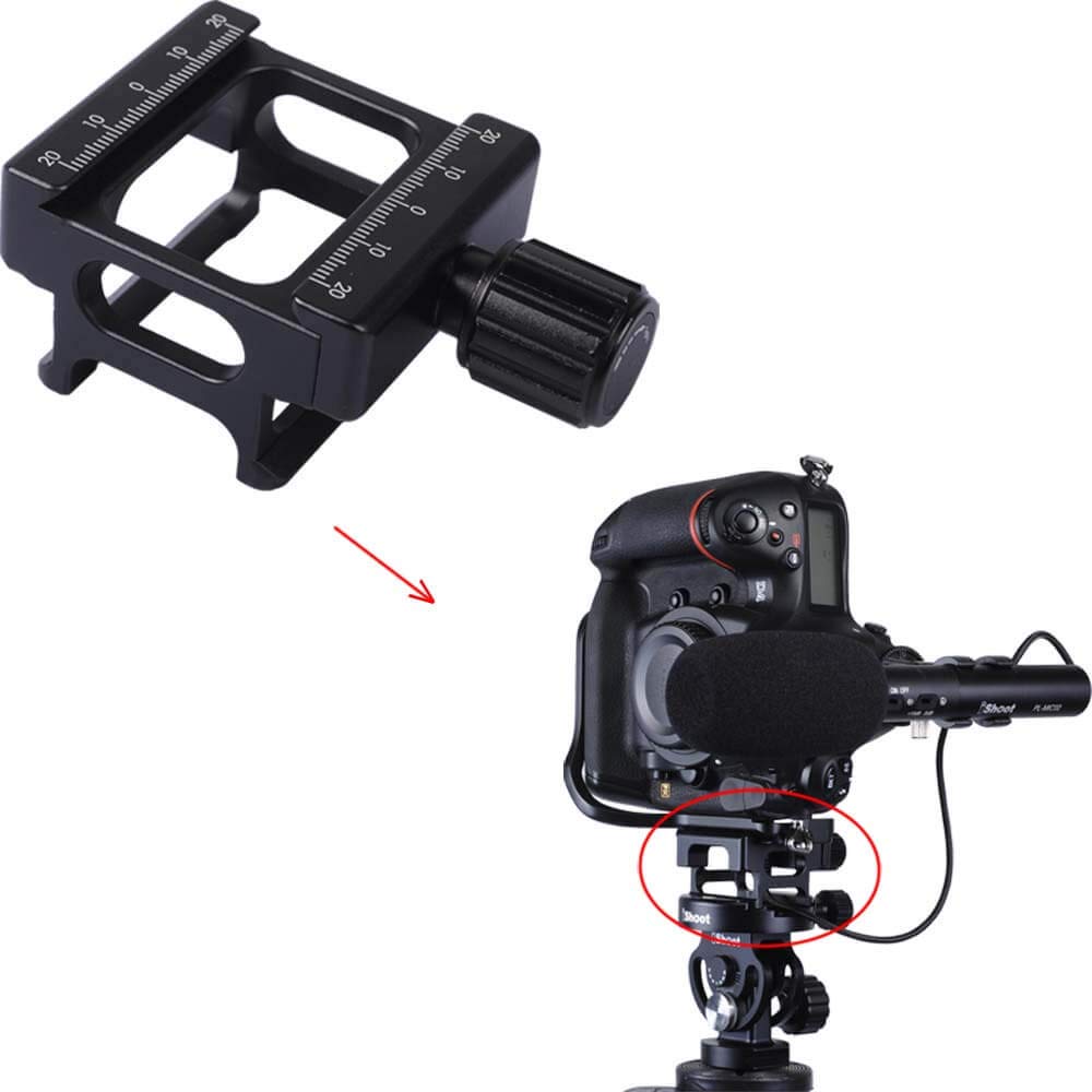 iShoot Clamp Converter Height Adapter to Adjust Data Cable Space for L-Shaped Vertical Camera Grip Support Bracket Holder Compatible with ARCA-Swiss Fit Quick Release Plate and Tripod Ball Head Clamp