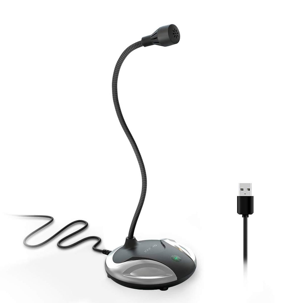 Microphone for Computer, Desktop Microphone with Mute Button Compatible with PC/Laptop; Play & Plug USB Cardioid Gooseneck Mic with Free pop Filter Black