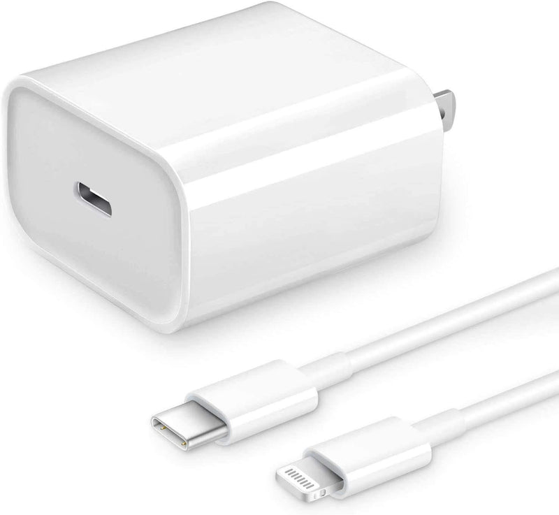 [Apple MFi Certified] iPhone Fast Charger, Veetone 20W PD Type C Power Wall Charger Travel Plug with 6FT USB C to Lightning Quick Charge Sync Cable Compatible with iPhone 12/11/XS/XR/X 8/SE 2020, iPad White