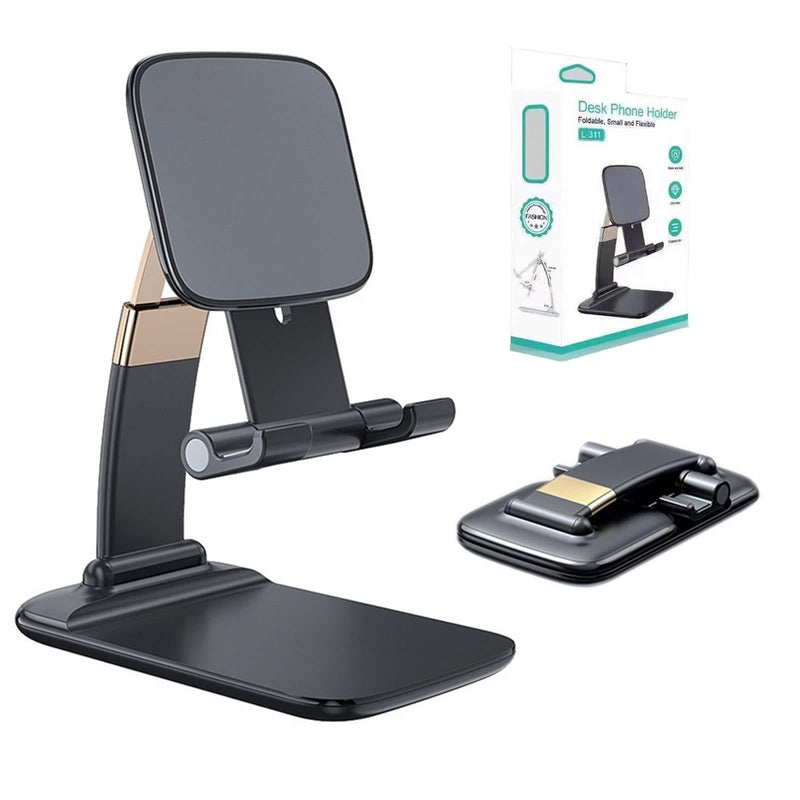 Jiarusig Cell Phone/Tablet Stand, Phone Holder for Desk [Angle Height Adjustable, Foldable] iPhone Stand Non-Slip Phone Stand Compatible with iPhone, All Mobile Phones, Switch, iPad,Tablet Black