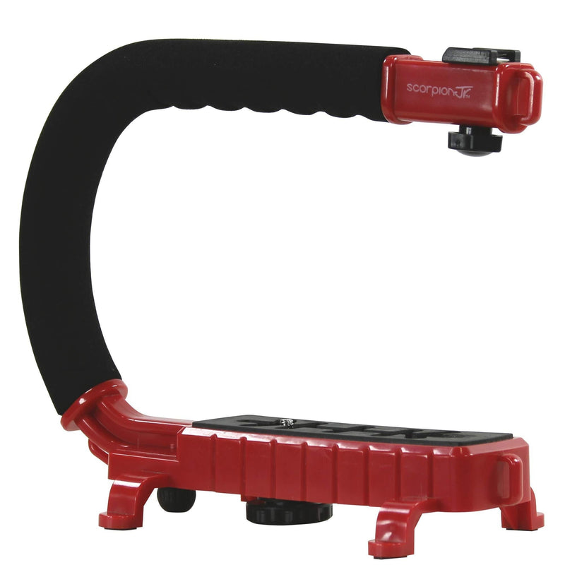 Cam Caddie Scorpion Jr Lite Camera Stabilizer - Stabilizing Steadicam Handle with Cold Shoe Mount for Camcorders and Smartphones - Red