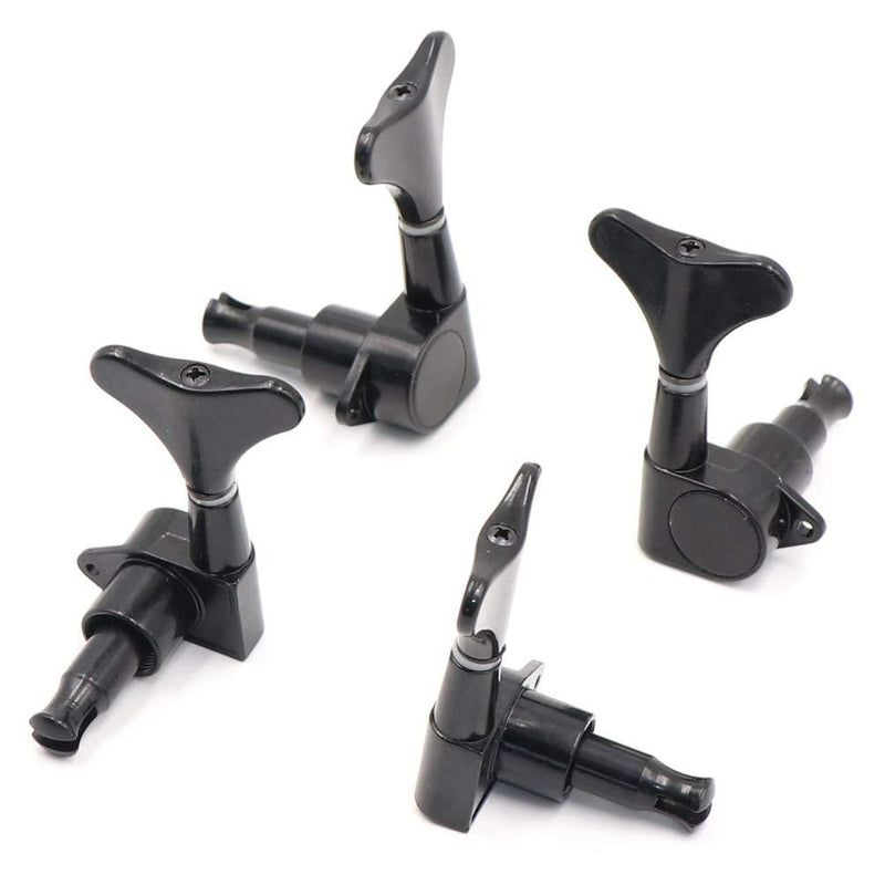 DISENS Sealed Bass Tuning Pegs Machine Heads Electric Guitar 2L2R String Tuners Replacement Parts Pack of 4 Black