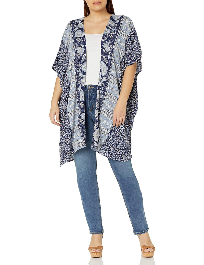 Angie Women's Kimono Coat 1X Navy