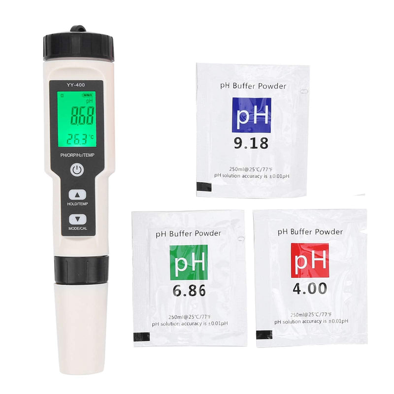 4 in 1 Portable Water Quality Monitor Test Pen 0.01-14.00pH Measuring Range PH ORP H2 Temperature Tester YY-400
