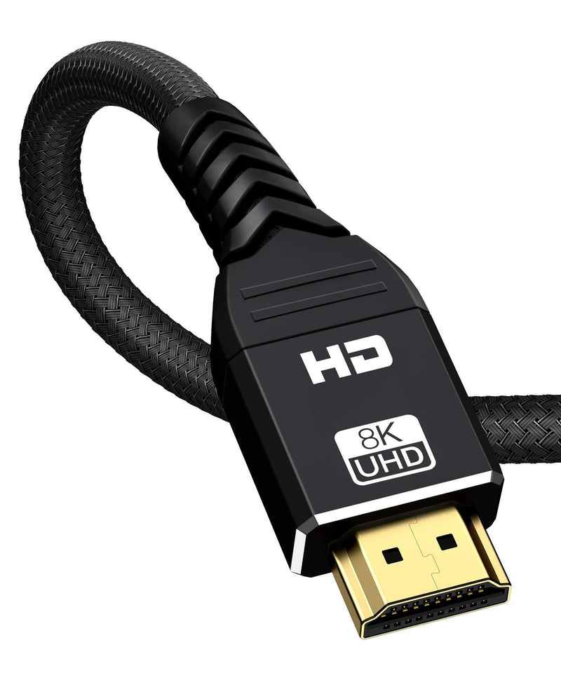 8K HDMI 2.1 Cable 3Ft,ALLEASA Ultra High Speed 8K@60Hz,4K@120Hz@144Hz DSC,HDR UHD 7680×4320,eARC HDR10+,HDCP 2.2&2.3,Compatible with PS5/PS4/PS3(Black) 3 FT BLACK