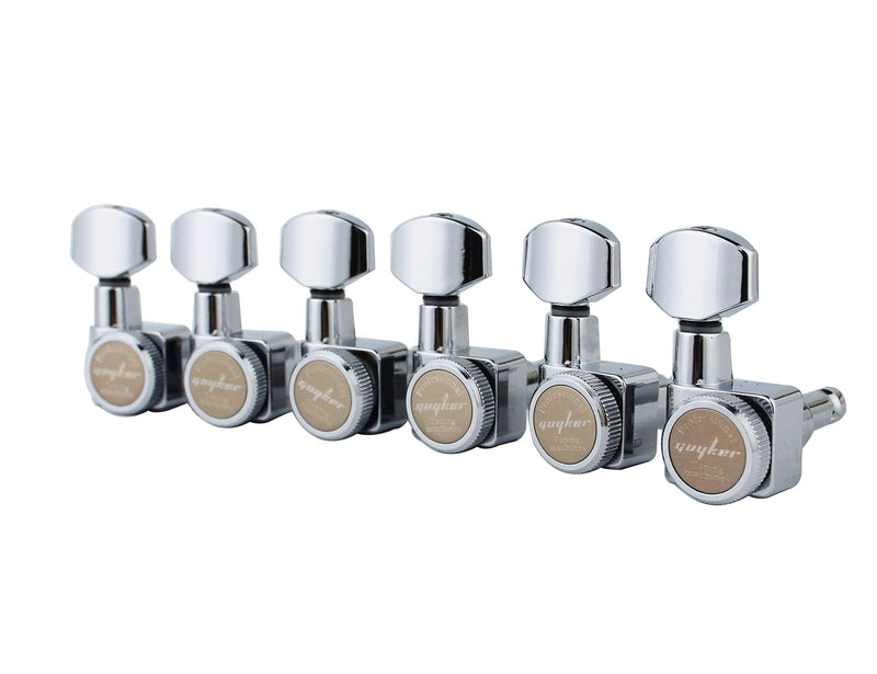 Guyker Guitar Locking Tuners (6 Right Handed) – 1:18 Lock String Sealed Tuning Key Pegs Machine Heads Set Replacement for Electric, Folk or Acoustic Guitars – Chrome PRO 1:18 Ratio, Chrome, Pro