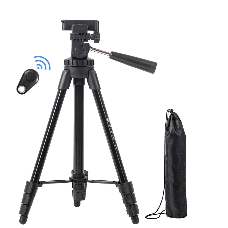 GIZOMOS GM-G100 51.2" Lightweight Aluminum Camera Tripod with Bluetooth Remote and Carry Bag, Compatible with iPhone & Android Phone， Load up to 6.2lb/2.8kg, for DSLR, SLR, Smartphone
