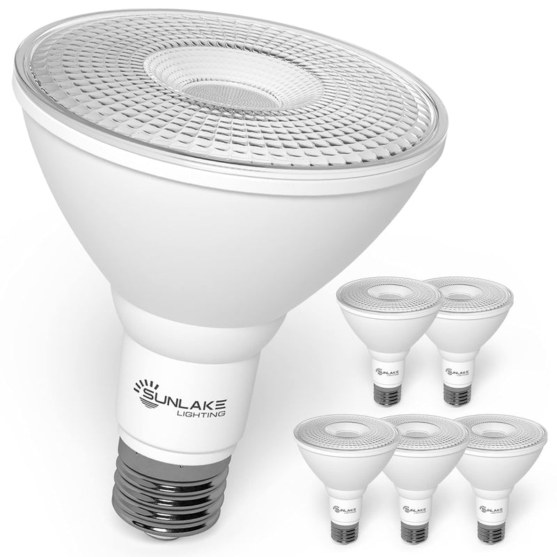 SunLake 6 Pack par30 led Flood Light Bulb, 10 WATT (75 WATT Equivalent), Dimmable 2700K Soft White, E26 Base spot Light, Wet Rated Waterproof, Indoor/Outdoor, UL & Energy Star