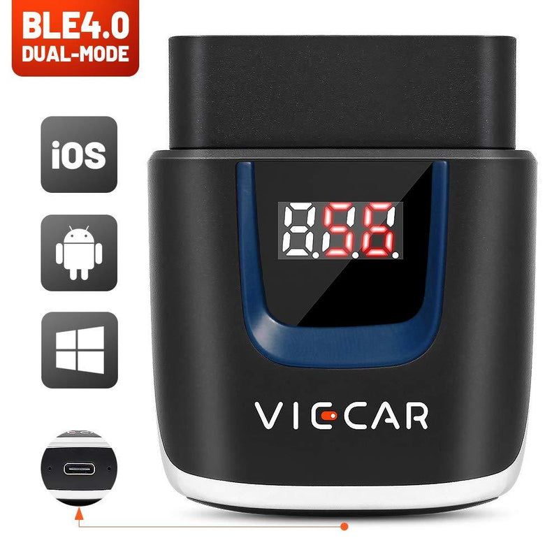 Viecar VP003 Bluetooth 4.0 BLE OBD2 Car Code Reader for Android/iOS OBDII Diagnostic Scanner Tool with LCD Display Instant Voltage