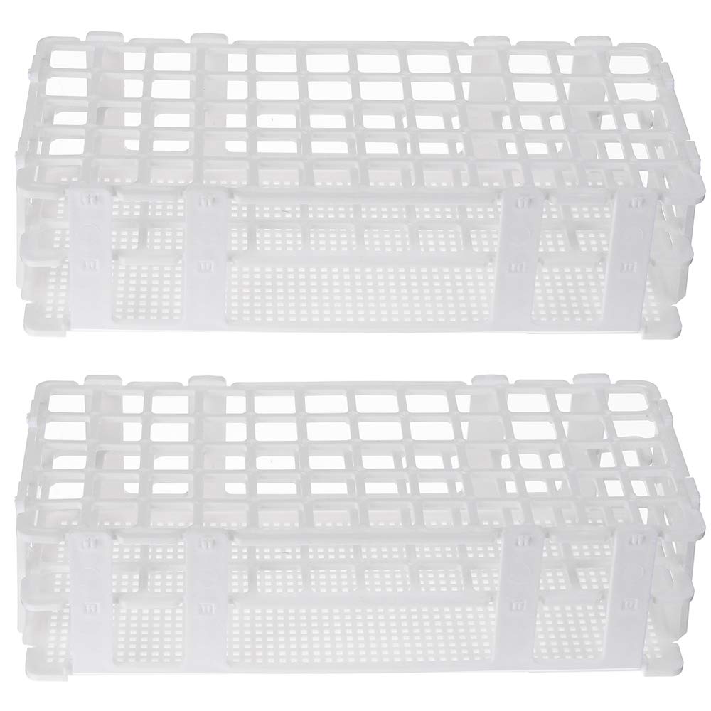 2 Pack 60 Holes Lab Test Tube Rack Holder for 16mm Test Tubes White Plastic Test Tube Rack for Scientific Experiments,Scientific Theme Party Decorations