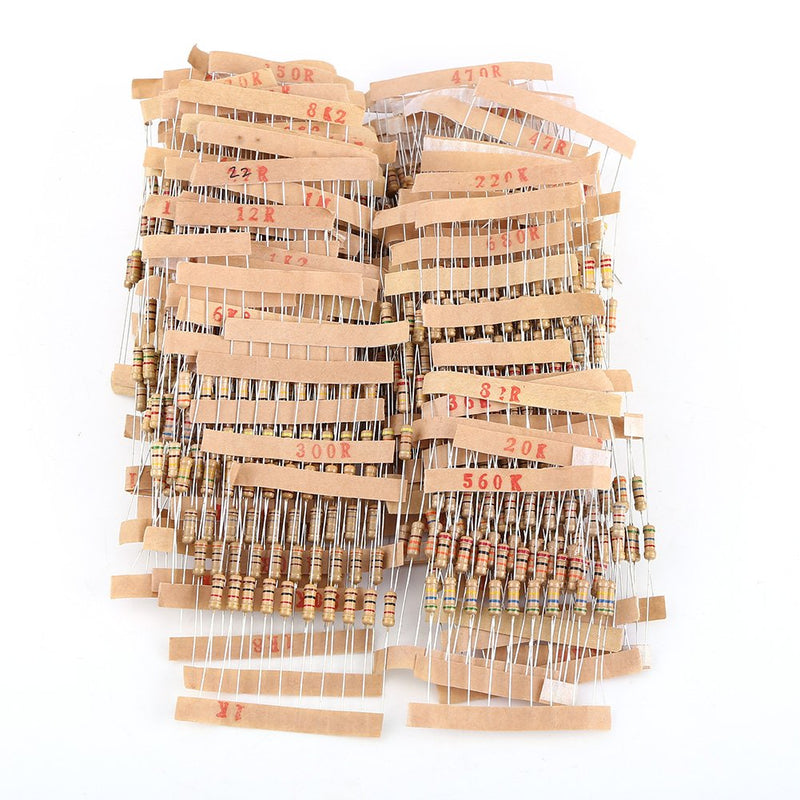 Resistor Kit, 1/2 Watt Resistors Kit, Resistors Assortment kit, 1000pcs 100 Values Carbon Film Resistor Assortment Kit 1-10M ohm