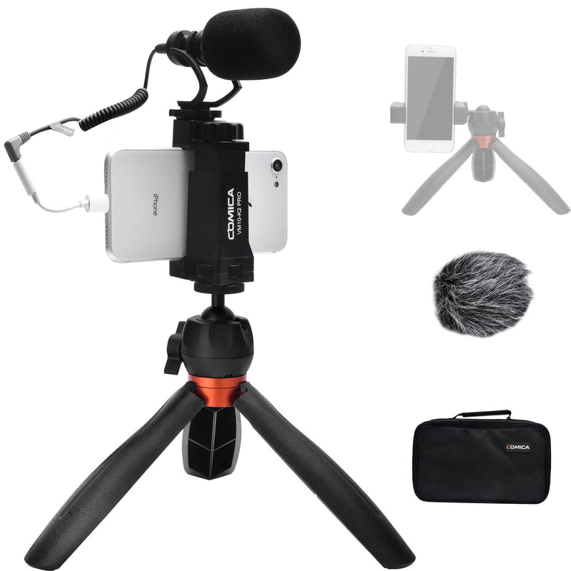 Comica Smartphone Video Microphone Kit, CVM-VM10-K2 PRO Professional External Cardioid Shotgun Mic with Tripod Stand for iPhone 6 7 8 X XS 11 11 Pro Android Camera- Recording Vlogging Tiktok Equipment