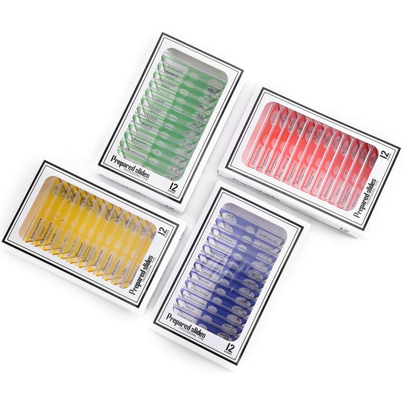 Plastic Prepared Microscope Slides for Kids, Cainda 48pcs Animals Insects Plants Flowers Sample Microscope Slides with Specimens for Students Adult Biology Science Programs