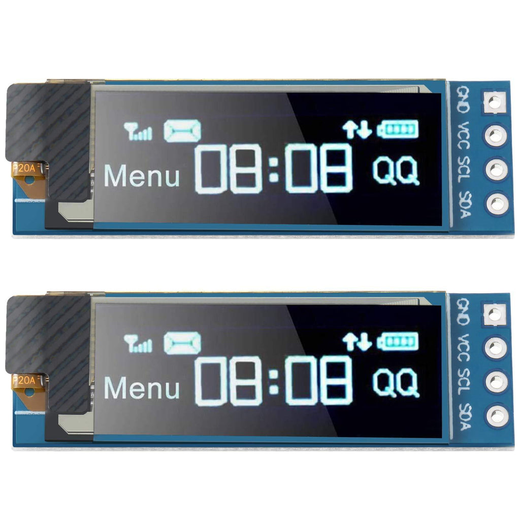 2 Pieces I2C Display Module 0.91 Inch I2C OLED Display Module Blue I2C OLED Screen Driver DC 3.3V - 5V Blue Light