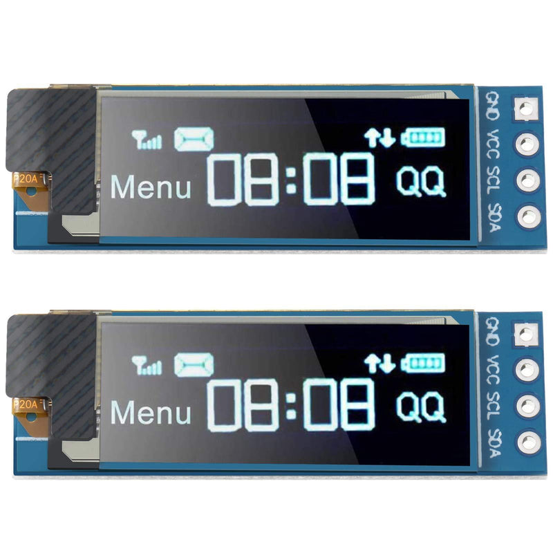 2 Pieces I2C Display Module 0.91 Inch I2C OLED Display Module Blue I2C OLED Screen Driver DC 3.3V - 5V Blue Light