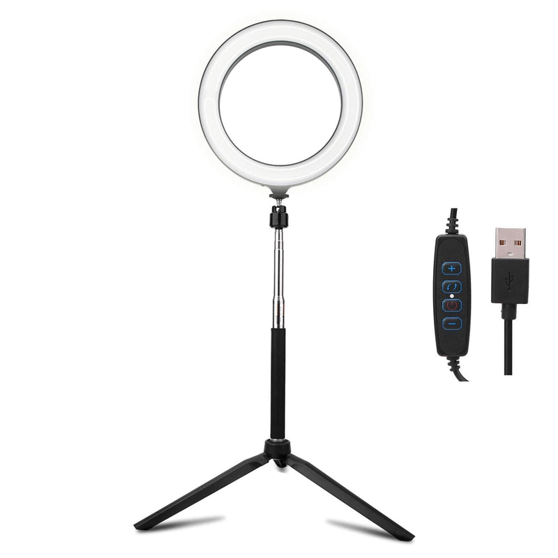 20cm/7.8in LED Dimmable Ring Fill Light Video Camera Selfie Light Kit,with Tripod Phone Holder Tripod,Support 3200K-5500K Dimmable 3 Colors 10 Brightness for YouTube Video Makeup