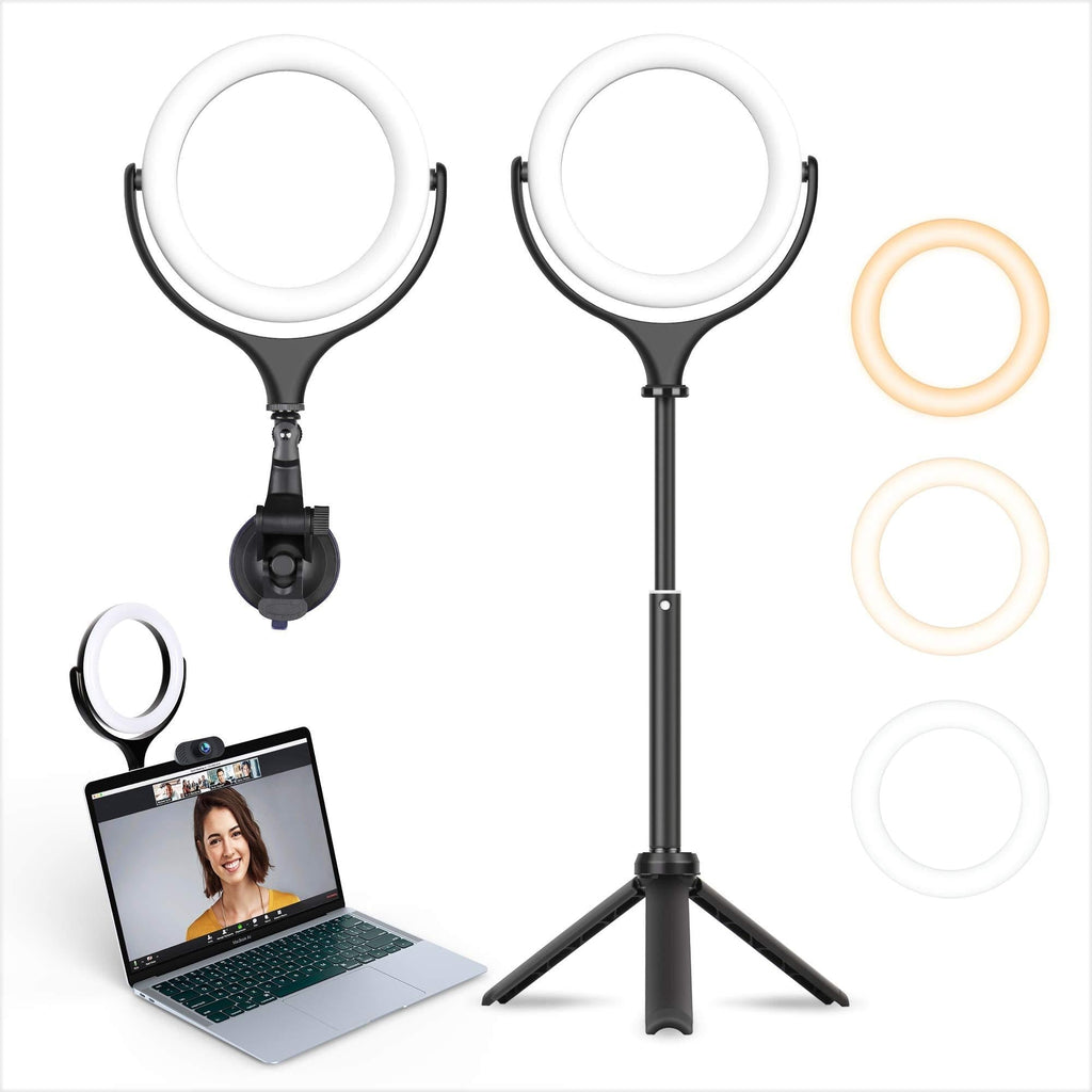 Elitehood Video Conference Lighting, 8’’ Selfie Ring Light for Laptop, 3 Colors Dimmable Zoom Lighting for Computer & Webcam Light, Computer Ring Light for Meeting/Video Conferencing/Live Streaming