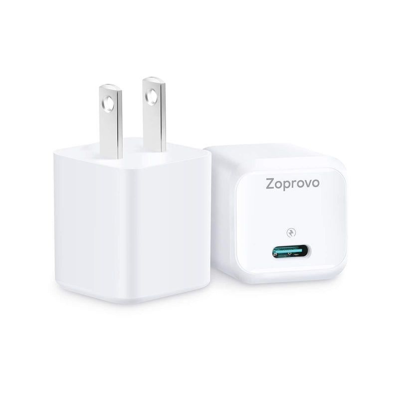 USB C Charger, Zoprovo 20W Fast Charger 2-Pack Mini Wall Chargers Block, Compact USB-C Power Adapter PD 3.0 Power Brick Cube for iPhone 12 Mini 12 Pro Max 11 Pro XR, Samsung Galaxy S10 S9 S8