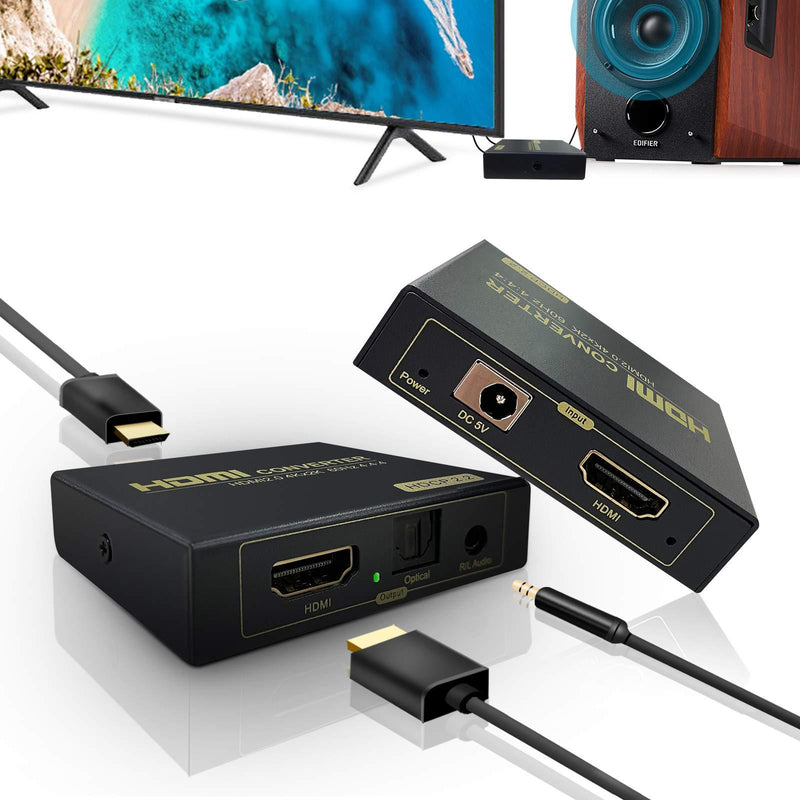 HDMI Audio Extractor HDMI Audio Splitter Ippinkan HDMI Audio Extractor 4k with SPDIF (Optical) Digital and 3.5 mm Audio Output 4k 60hz HDMI Audio Extractor CEC Support HDMI 2.0 HDCP 2.3