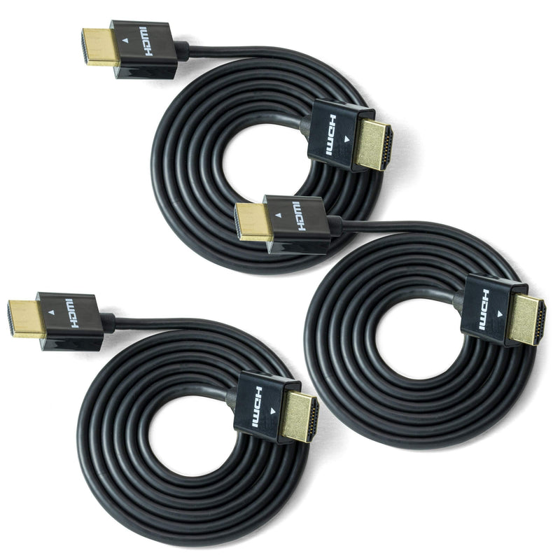 NTW High Performance Ultra Slim HDMI Cable 3 Pack (3.3ft) Premium High Speed Ultra Thin HDMI Cable, 1080p, 4K HDR, 10.2Gbps, 36AWG - Black (NHDMI4S-01M/363) 3.3ft