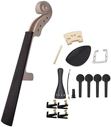Jiayouy 16Pcs 4/4 DIY Violin Accessories Kit Violin Neck & Fingerboard Wire Tailpiece Fine Tuner Tailgut Tuning Peg Endpin Bridges Chin rest Kit
