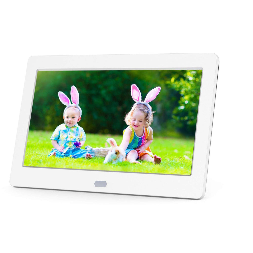7 inch Digital Picture Frame with 1920x1080 IPS Screen Digital Photo Frame Support 1080P Video, Adjustable Brightness, Image Preview, Timing Power On/Off, Background Music, Slideshow Mode, White 7 inch-new