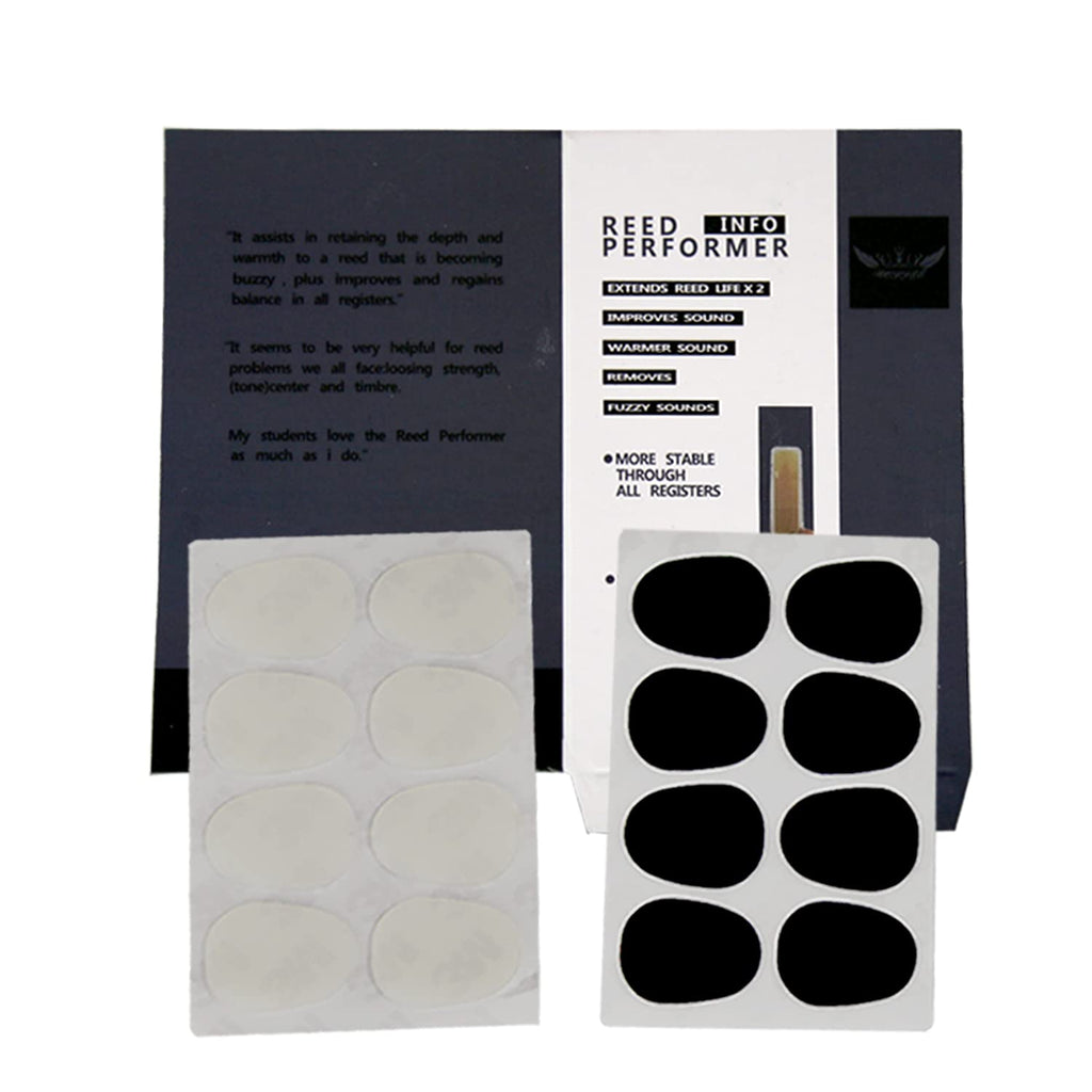 ROFFEE Alto/Tenor Saxophone Mouthpiece Cushions Patches Pads,2 Packs 0.3mm(8 PCS black&8 PCS White)… 0.3mm black & white (16 pcs)