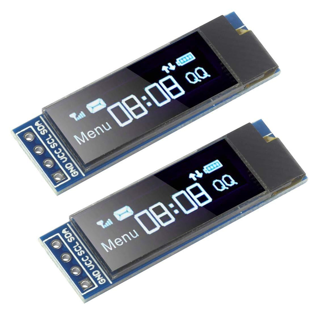 Doudou 2pcs 0.91 inch I2C OLED Screen Display I2C SSD1306 Driver Display Module White 128×32 Display DC 3.3V~5V Suitable for Arduino, Instrument