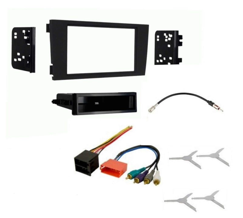 ASC Audio Car Stereo Dash Kit Wire Harness and Antenna Adapter Combo to Install a Single or Double Din Size Aftermarket Radio for 2000 2001 2002 2003 Audi A6 S6
