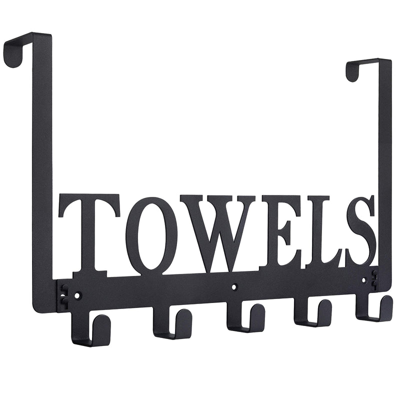 [AUSTRALIA] - Over The Door Hooks, Towel Holder for Bathroom, Door Mount Towel Rack Towel Hooks for Bedroom Kitchen Pool Beach Towels Bathrobe Wall Mount Hang on The Door Cabinet Cupboard Metal Sandblasted (Black) Black 