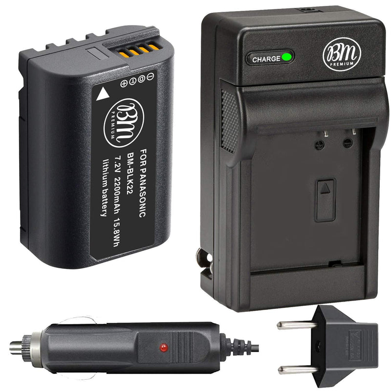 BM Premium DMW-BLK22 Battery Replacement and Battery Charger for Panasonic Lumix DC-S5 Digital Cameras