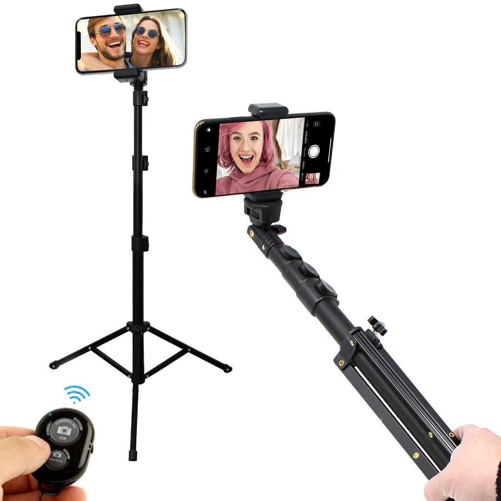 Aduro U-Stream Selfie Stick Tripod 51" Extendable Cell Phone Tripod with Bluetooth Remote Phone Stand for iPhone & Android Phone