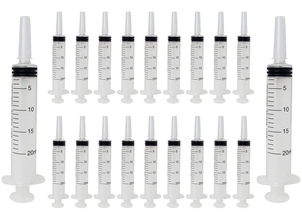 20 ml, 20 cc, Large Plastic Syringe for Scientific and Industrial Use, Sterile, Individually Packed. (Pack of 20)
