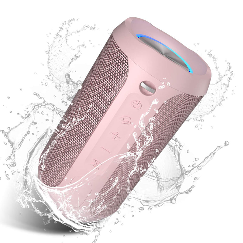 EDUPLINK Portable Bluetooth Waterproof Speaker Switch Between Bluetooth Pairing and Aux-in Mode by Phone Button - Pink Pink-Switch Between "Bluetooth Pairing"&"Aux-in" Mode by "Phone " Button