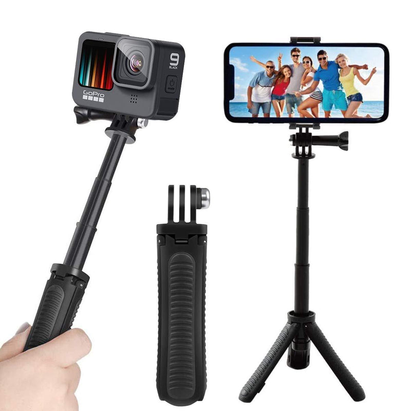 Peoolo Mini Selfie Stick Tripod Kit Two in One Compatible with GoPro hero9/hero8/hero7/hero6 AKASO Action Camera and Cell Phone Accessories