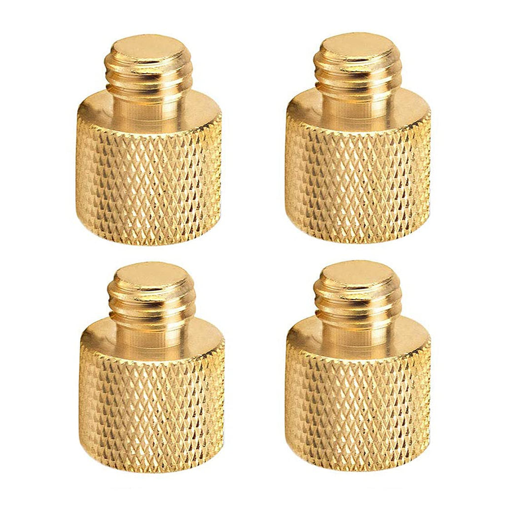 Standard 1/4"-20 Female to 3/8" -16 Male Tripod Thread Reducer Screw Adapter (Brass) Precision Made, Accessories for Microphone Holder Screw to Camera Tripod Screw Adapter Conversion Connector(4 Pack) 3/8 male to 1/4 female