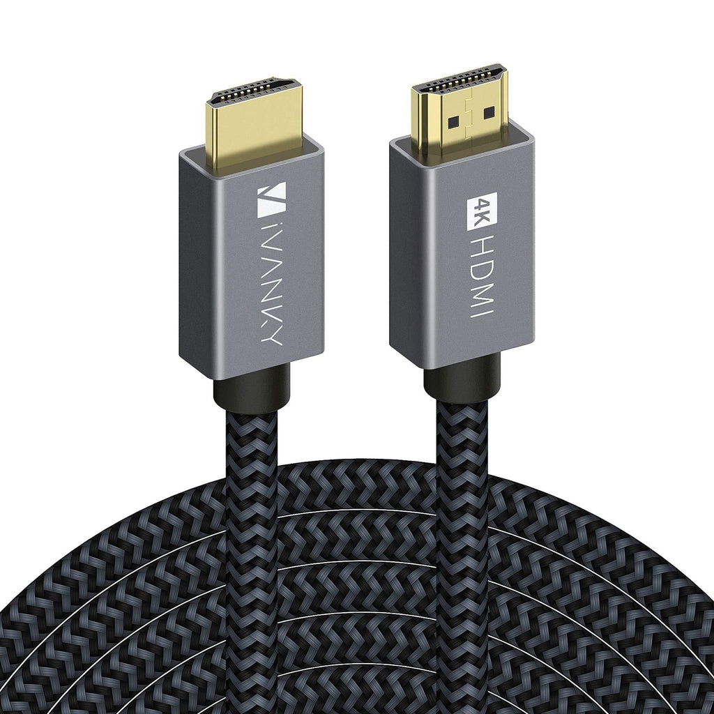 HDMI Cable 4K 30ft, iVANKY 18Gbps High Speed HDMI 2.0 Cable, 4K HDR, HDCP 2.2/1.4, 3D, 2160P, 1080P, Ethernet - Braided HDMI Cord 32AWG, Audio Return(ARC) Compatible UHD TV, Blu-ray, Monitor 30 feet Aluminium Grey