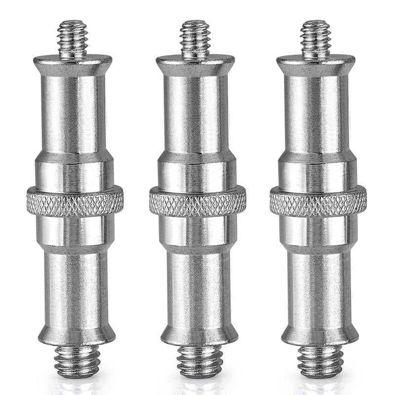 Standard 1/4 to 3/8 inch Metal Male Convertor Threaded Screw Adapter Spigot Stud for Studio Light Stand, Hotshoe/Coldshoe Adapter, Ball Head, Wireless Flash Receiver, Trigger (3 Pieces) 3 Pieces
