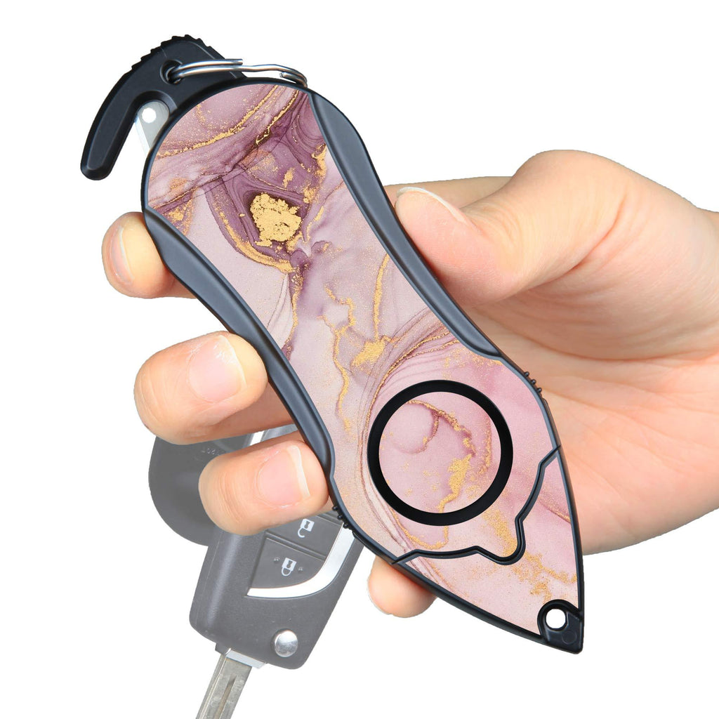Stinger Personal Alarm Keychain Emergency Tool, Safety Panic Alarm Siren, Seat Belt Cutter, Glass Breaker, Self Defense Protection, Security Device for Women Men Kid, Design in USA (Pink Marble) Pink Marble