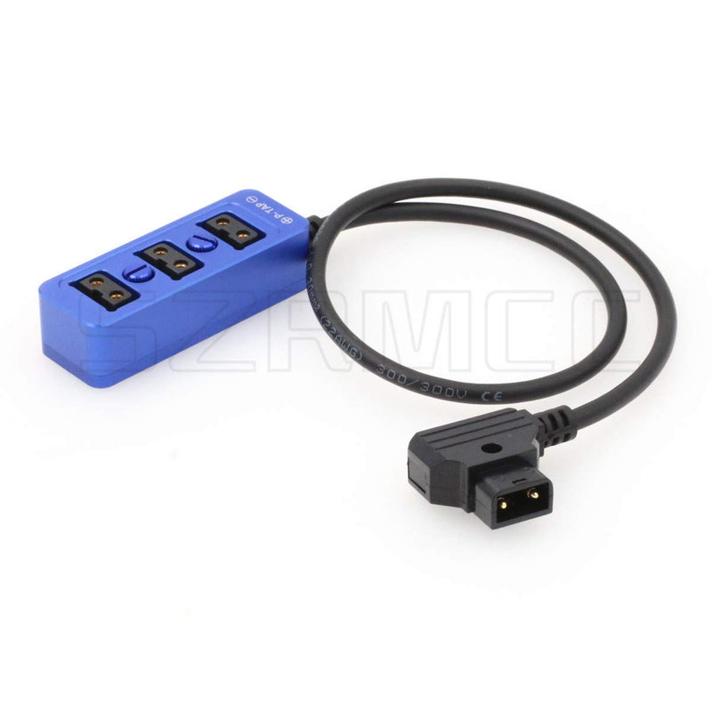 SZRMCC D-tap Male to 3 Port P-tap Hub Metal Splitter Power Cable with Screw Holes for ARRI RED Cameras accesories (Blue) Blue