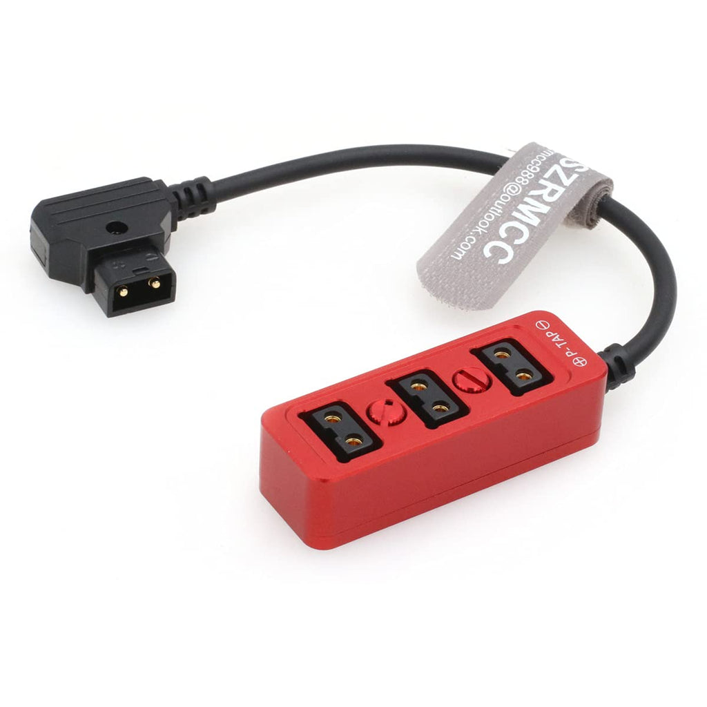 SZRMCC D-tap Male to 3 Port P-tap Hub Metal Splitter Power Cable with Screw Holes for ARRI RED Cameras accesories (Red)