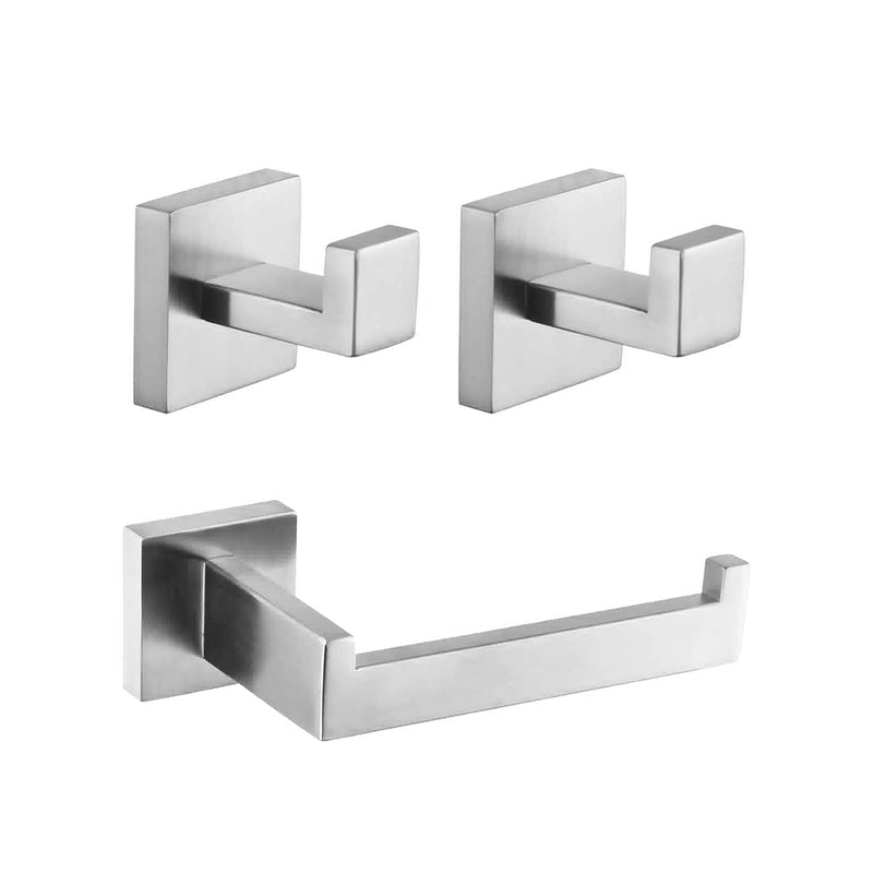 kimzcn Bathroom 3-Pieces Accessories Kit Bathroom Hardware Set Brushed Stainless Steel Wall Mounted - Includes Hand Towel Ring, 2X Robe Towel Hooks