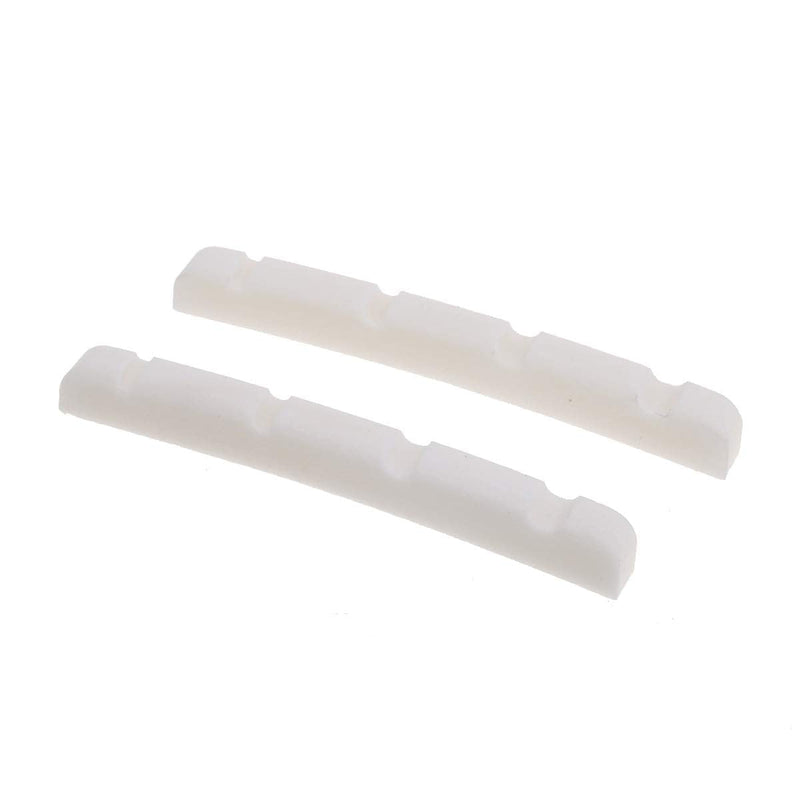Musiclily Pro 41.91mm Slotted Precision Bass Bone Nut Curved Bottom for 4-String Fender Style P-Bass, Ivory (Set of 2)