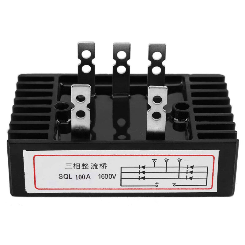 Yosoo Health Gear 3 Phase Bridge Rectifier AC to DC, High Power AC to DC Diode Bridge Rectifier, Sql100A 1600V Three Phase Diode Bridge Rectifier with 2 Fixing Holes for Power Supply