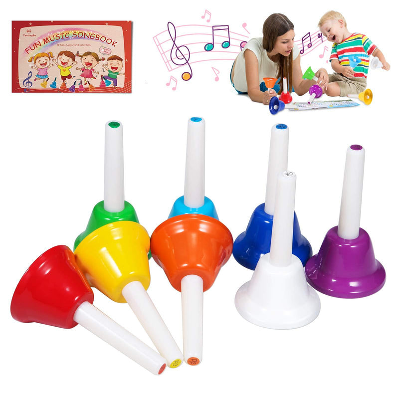 Handbells, 8 Note Musical Hand Bells Set with 10 Songbook Musical Toy Percussion Instrument for Toddlers Children Kids Adults for Family Activity School and Church, by TantivyBo