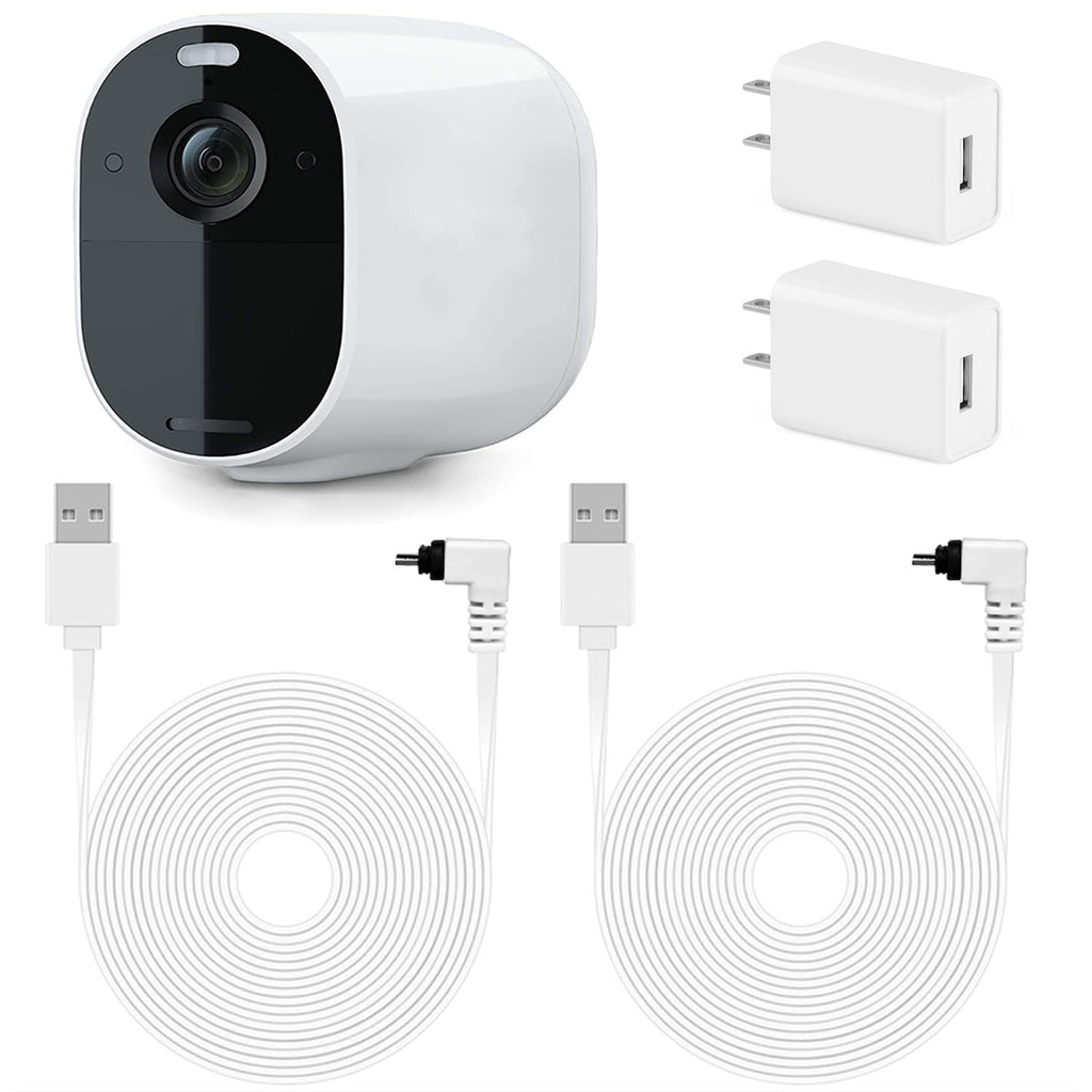 2Pack 16.4Ft/5m Power Adapter for Arlo Essential Spotlight, Weatherproof Outdoor Power Cable Continuously Charging Your Arlo Essential Camera - White