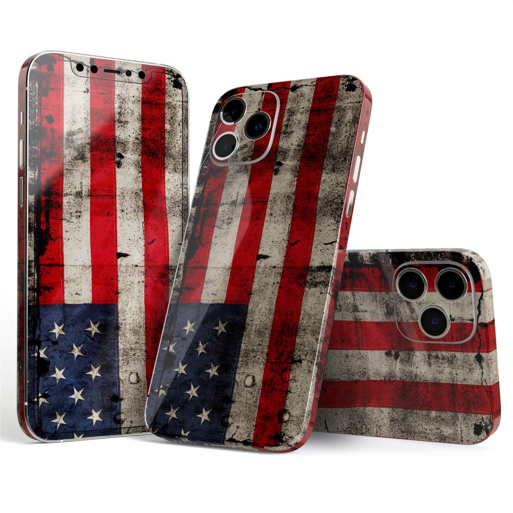 Design Skinz American Distressed Flag Panel - Full Body Skin Decal Wrap Kit Compatible with The Apple iPhone 12 Mini (Full-Body, Screen Trim & Back Glass Skin)