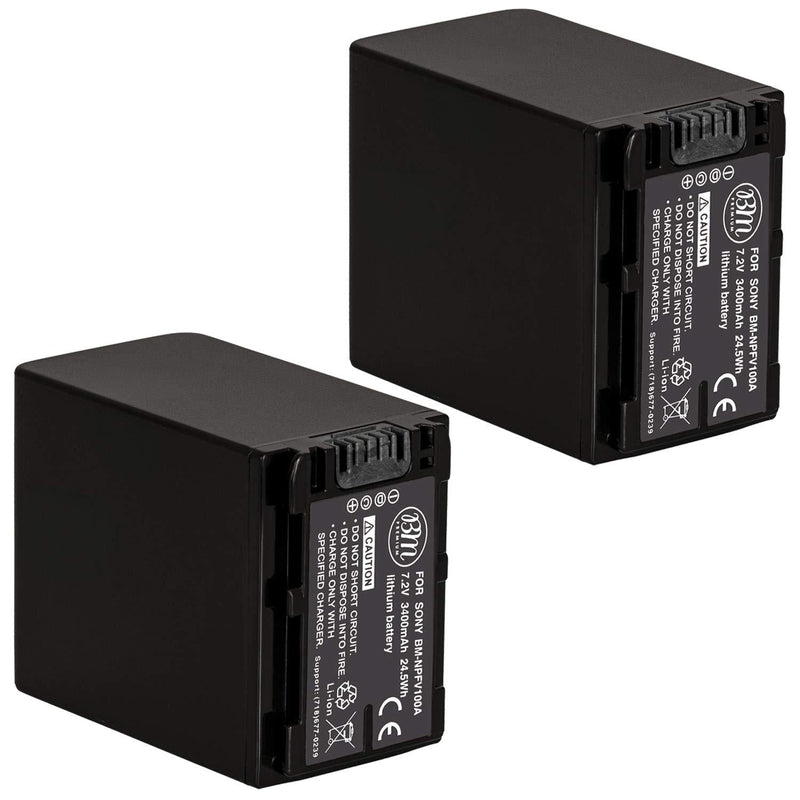 BM Premium 2 Pack NP-FV100A High Capacity Batteries for Sony FDR-AX30 FDR-AX33 FDR-AX53 FDR-AX700 FDR-AX100 FDR-AX35 HXR-MC50 HXR-MC88 HX-RNX80 PXW-Z90V NEX-VG10 NEX-VG20 NEX-VG30 NEX-VG900 Camcorders